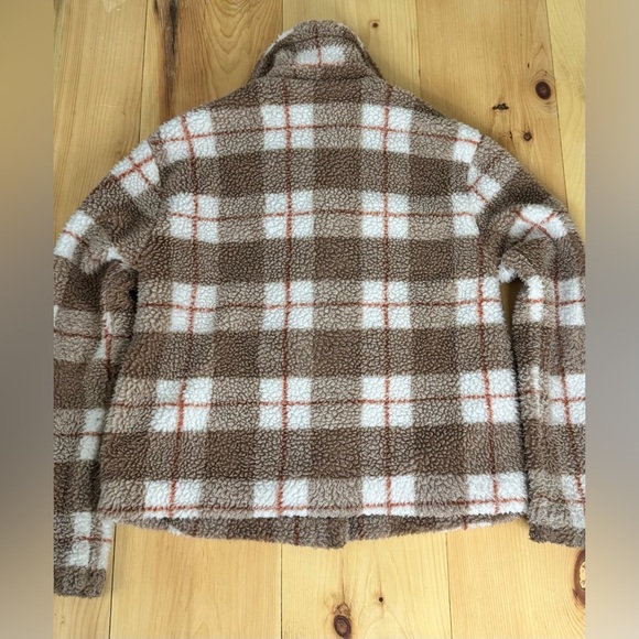 Women’s 7 For All Mankind Anthropologie Sherpa Tartan Plaid Trucker Jacket - Picture 2 of 9